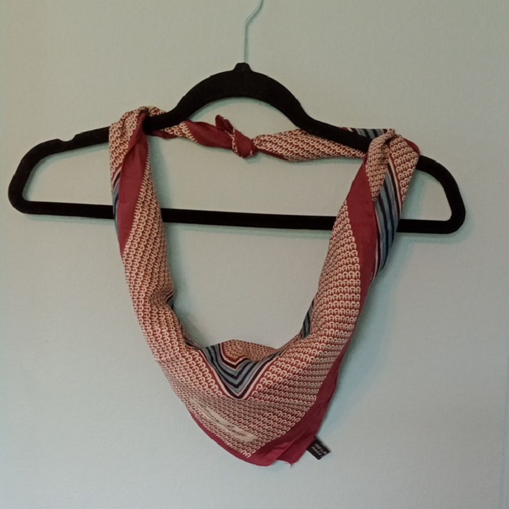Vibrant Etienne Aigner In Burgandy and Blue Scarf Wrap